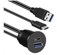 Cable USB 3.0 Tipo C para Montaje en Coche, Macho a Hembra, Carcasa de Aleación Impermeable con Indicador LED para Panel de Instrumentos de Coche, Barco o Motocicleta