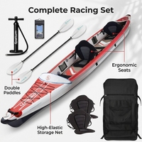 Kayak gonflable pour la pêche en mer ou en lac, pour 2 ou 3 personnes, haute pression
