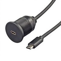 Câble USB-C étanche 1m à montage encastré IP67, tressé en PVC, rallonge mâle-femelle pour tableau de bord de camion, bateau, moto
