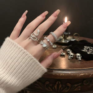 Vendita calda di tendenza gotico da uomo in acciaio inox accatastamento anelli a grappolo croce serpente intarsio con placcatura 18k all'ingrosso - Product Image 2