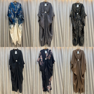Robe longue kaftan élégante noire et or pour femme, style vintage, modeste, <span class=keywords><strong>kimono</strong></span>, pour l'Aïd, coupe ample et décontractée, taille unique - Product Image 3