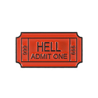 Großhandel Metall-Cartoon-Pins Souvenir Hölle-Eintrittskarte Brosche Niedliche 666 HELL ADMIT ONE Kreative Anstecknadel für Jacken & Taschen