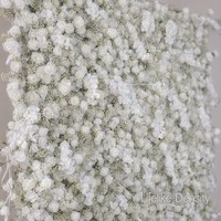 Backdrop Bunga Baby's Breath Buatan, Dinding Bunga Putih, Latar Belakang Stainless Steel, Pernikahan, MOQ Rendah