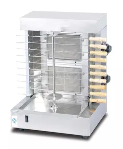 Máquina eléctrica giratoria de gas semiautomática para barbacoa, shish, kebab, shawarma, brocheta de carne, yakitori