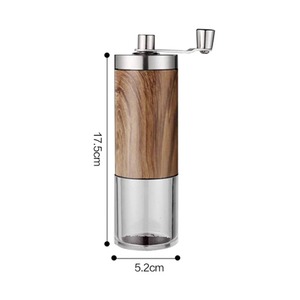 Moulin à café manuel portable en acier inoxydable avec manivelle, finition <span class=keywords><strong>grain</strong></span> de bois, pour la maison et la cuisine - Product Image 6