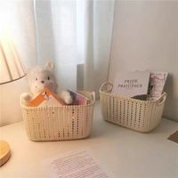 Ensemble de paniers de rangement en plastique tressé, organiseur de bureau pour garde-manger, cuisine, salle de bain, maison, bureau, décoration de luxe