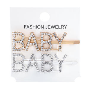 Pinzas de pelo con palabra de cristal a la moda, Clip de alfabeto con diamantes de imitación, horquillas ostentosas, pasador de pelo con <span class=keywords><strong>letras</strong></span> - Product Image 2