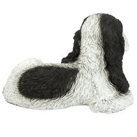 Kawaii – Statue de chiot et chien en résine artisanale, Cocker noir et blanc