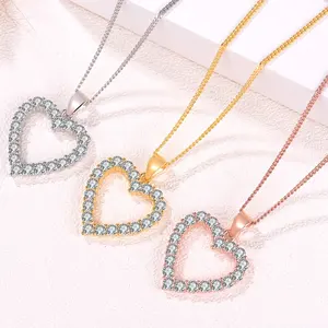 PZ4-024 Sweet Love Collection 925 Silver Charm Gold Plated Large Heart Pendant for Necklace