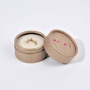 Caja de Regalo de Joyería Pequeña, Redonda, Ovalada, con Lazo, de Cartón Cilíndrico - Product Image 3