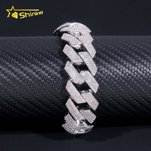 Lusso personalizzato ghiacciato Hip Hop Moissanite diamante Miami grande catena 20MM di larghezza argento 925 con maglia cubana braccialetto a catena <span class=keywords><strong>Gor</strong></span> Men - Product Image 5