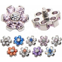 Bijou corporel en titane G23 avec sertissage en forme de fleur, ancre dermique - Cadeau tendance pour mariage, fiançailles, fête