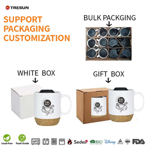 แก้วเซรามิกพอร์ซเลนฐานไม้ก๊อก 15 ออนซ์ 11 ออนซ์ แก้วมัคพิมพ์โลโก้ ของขวัญวันแม่ ชุดแก้วกาแฟสีขาวพร้อมฐานและฝาไม้ก๊อก - Product Image 3