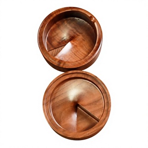 Cenicero de Escritorio de Madera, Diseño Redondo Minimalista, Acabado en Madera Natural para Uso Doméstico - Product Image 3