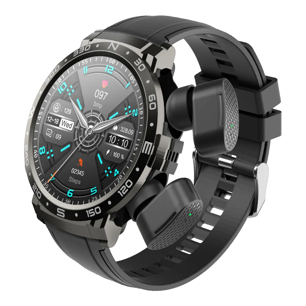 Jam tangan pintar olahraga reloj, 2023 jam tangan pintar earbud dan kekuatan bank avec earbuds M68 Plus layar 1.52