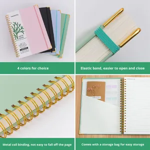 A4 Aesthetic Thick <b>Spiral</b>-<b>Bound</b> <b>Notebook</b> Student Workbook Stationery Paper Cover for Cross-Border Learning Aesthetic Style A4 - Product Image 2