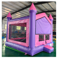Château gonflable commercial rose pas cher 4x4m pour enfants avec bannière détachable