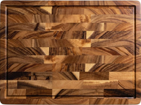 Planche à découper rectangulaire en bois de noyer massif naturel, à grain traversant, avec rainure pour les jus, pieds antidérapants, personnalisable