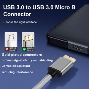 Cable USB 3.0 a Micro USB LUNG KAY de 1.5M (5 pies) con Carcasa Metálica, 5Gbps, para Disco Duro Externo HDD - Product Image 3
