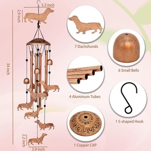 Carillon éolien en aluminium pour chien teckel de 34 pouces - Cadeau commémoratif pour une utilisation en extérieur/intérieur, résistant aux intempéries, carillon éolien créatif pour <span class=keywords><strong>jardin</strong></span> - Product Image 2