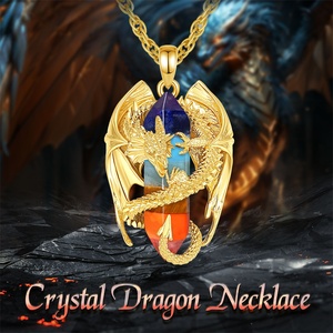 Joyería de diseño único, collar de dragón con colgante de piedra de cristal <span class=keywords><strong>Natural</strong></span> curativo de arcoíris colorido Hexagonal para hombres o mujeres - Product Image 5