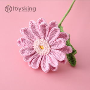 Grande fleur <span class=keywords><strong>de</strong></span> <span class=keywords><strong>Gerbera</strong></span> tissée branche <span class=keywords><strong>de</strong></span> chrysanthème africain double feuilles une est aussi très belle - Product Image 4
