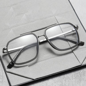 Marco de anteojos de goma dorada Marco de anteojos de doble haz de moda para mujeres y hombres nuevo marco de prescripción óptica de luz azul - Product Image 2