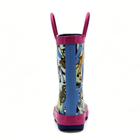 Bottes de pluie en caoutchouc pour tout-petits, motif animalier de zoo, antidérapantes, semelle épaisse, avec doubles poignées faciles à saisir