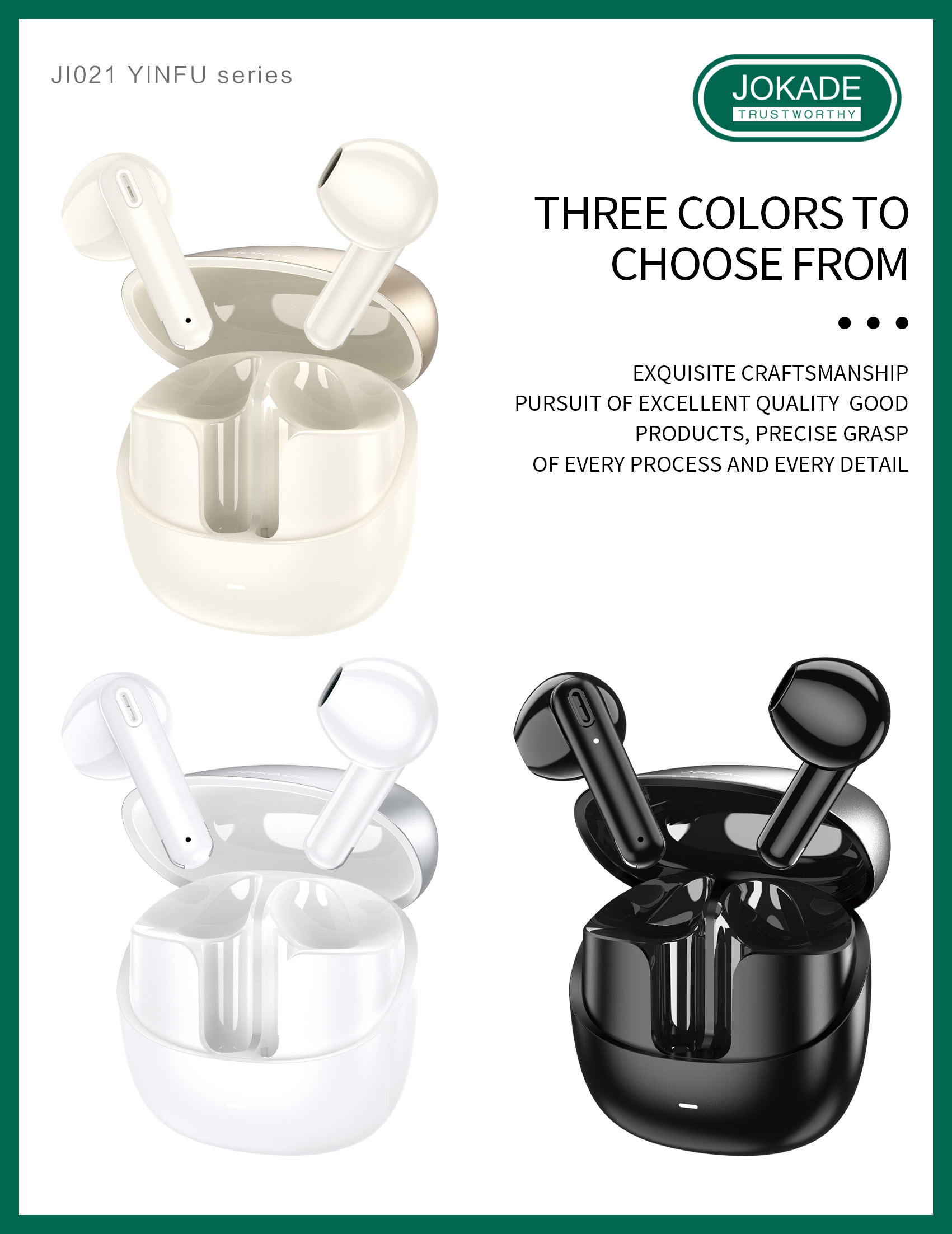 Jokade BT5.3 TWS Wireless Earphones - Portable Bluetooth Headset