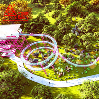 Manèges de parc d'attractions en plein air, toboggans aquatiques confortables en verre et en acier métallique