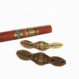 Papel de cigarro enrollado a mano negro <span class=keywords><strong>cubano</strong></span> de lujo, lámina dorada, vinilo impermeable, plástico, Material PP, etiquetas adhesivas de <span class=keywords><strong>precio</strong></span> al por mayor - Product Image 2