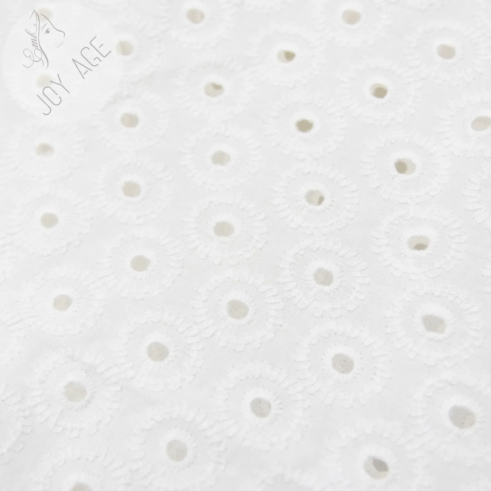 カラフルなリネンカジュアルドレスのためのイミテーションスタイル3Dホワイトコットンアイレット刺繍レース生地