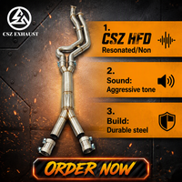 CSZ Nouveau Collecteur d'échappement HFD G80 G82 M3 M4 SS304 76-101mm, Tuyau intermédiaire résonné en forme de S à ajustement parfait