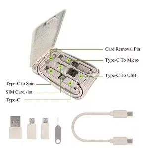 Custom Logo Screen <b>Printing</b> Multi-function 6-in-1 Smart Adapter Card Storage <b>USB</b> Charging <b>Cable</b> Kit - Product Image 2