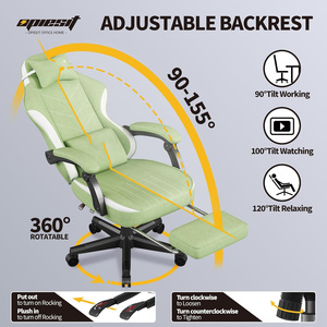 Chaise de jeu pivotante inclinable ergonomique en cuir PU, chaise de jeu de haute qualité, chaise de sport électronique avec repose-pieds - Product Image 6