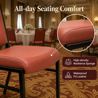 Chaise de banquet empilable personnalisée en gros, cadre noir, cuir PU rouge, pour hôtel, événement, salle à manger, mariage