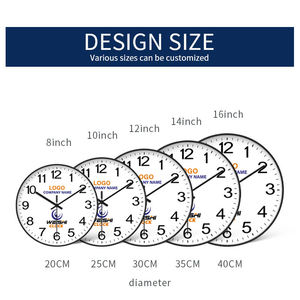 Đồng hồ treo tường analog tròn 12 inch chạy pin thạch anh, hiển thị thời gian 24 giờ, màu đen trắng, có thể tùy chỉnh - Product Image 6