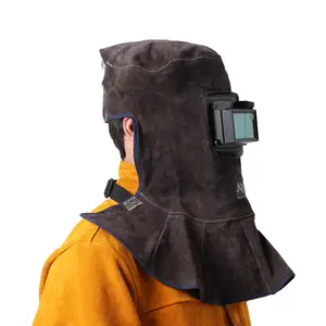 High quality cowhide welding face shield for welder Flexible heat-insulating thin-core skin welding helmet