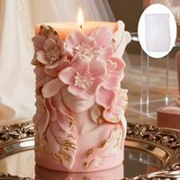 Moule à bougie en colonne avec motif de fleurs de déesse, motif de vagues, de fleurs et de papillons, moule d'aromathérapie, décoration d'intérieur, moule en plâtre