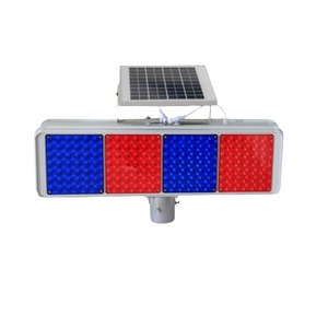 Solar Traffic Flashing Light Led Red Blue Dual Color Pole Mount Ip65 Abs Plastic Warning Lamp For Road Construction - Product Image 3