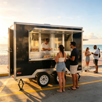 Remorque alimentaire mobile 4m (13FT) entièrement équipée pour burgers, hot-dogs, frites, pizzas, grillades, snacks et chips – Idéale pour les vendeurs ambulants et les entreprises de restauration personnalisée