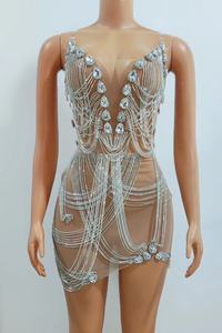 เดรสคอวีลึก2023ชุดราตรีละตินประดับพลอยเทียมสุดเซ็กซี่ชุดเดรสสั้นสำหรับไปคลับงานพรอมเข้ารูปงานวันเกิด - Product Image 5