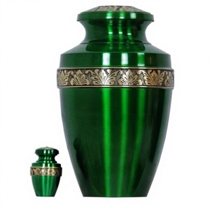 Urna de metal de nuevo diseño Suministros funerarios Urnas de adultos de cremación de metal verde para cenizas humanas - Product Image 1