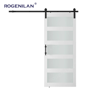 Puerta Corredera Interior de Vidrio Blanco y Aluminio Estilo <span class=keywords><strong>Granero</strong></span> Francés Rogenilan, Divisor de Habitaciones, Puertas <span class=keywords><strong>Granero</strong></span> - Product Image 2