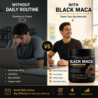 Poudre de café noir Maca en gros, compléments alimentaires à base de plantes pour hommes et femmes, mélange d'extrait de Shilajit et de champignons, sans sucre, 100g, énergie