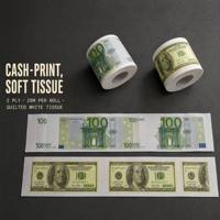 Papier toilette en bambou imprimé dollars et euros, 2 plis, 25m, rouleau de papier toilette fantaisie