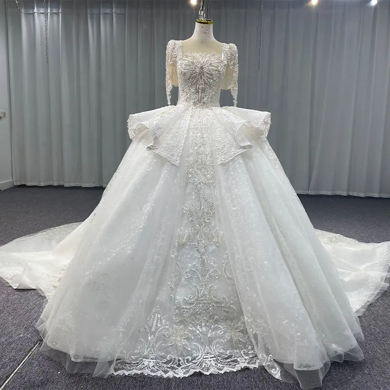 Jancember MN189 패션 우아한 O-넥 무거운 페르시 신부 가운 웨딩 드레스 여성용