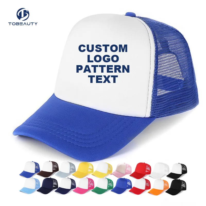 BSCI grosir topi Trucker kualitas tinggi topi jaring olahraga spons Gorras Logo bordir busa kustom topi Oem klasik untuk pria