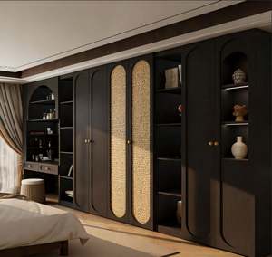 Custom Clothes Wardrobe <b>Cabinet</b> <b>Solid</b> <b>Wood</b> With Adjustable Shelves Hanging Rails and <b>Shoe</b> <b>Cabinets</b> for Bedroom Organization - Product Image 5