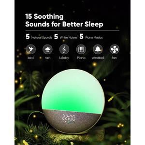 Fabrika doğrudan tedarikçisi Sunrise çalar saat beyaz gürültü uyku makinesi uyku eğitmen uyandırma işığı beyaz gürültü ses makinesi - Product Image 5